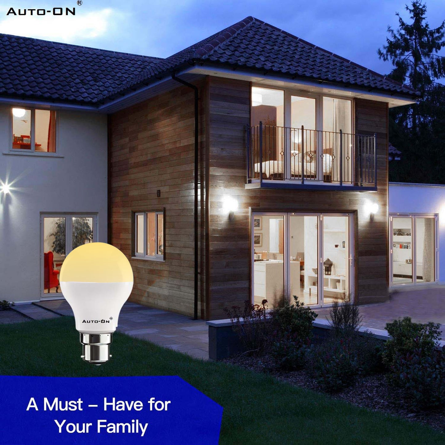 Auto-ON Day/Night Sensor LED Bulb (9W) (OFF during Day, ON during Night)- Yellow Light Color (One Year Warranty)- Pack of- 1