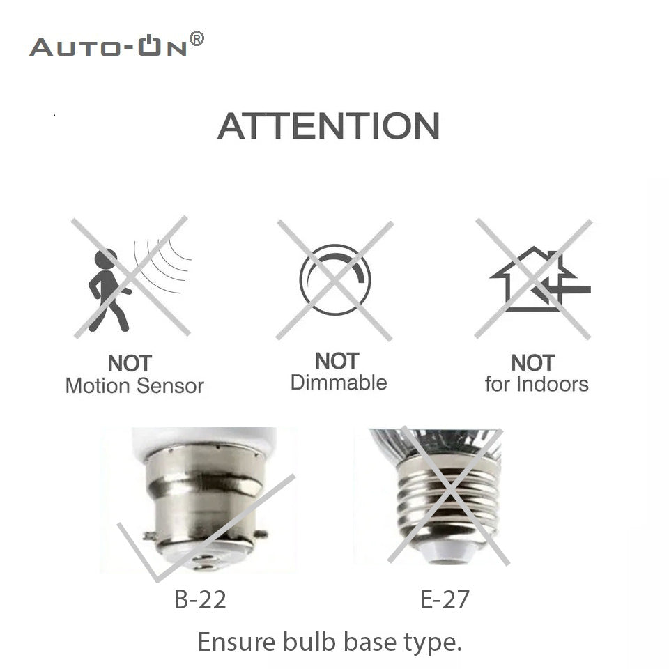 Auto-ON Day/Night Sensor LED Bulb (9W) (OFF during Day, ON during Night)- Yellow Light Color (One Year Warranty)- Pack of- 1