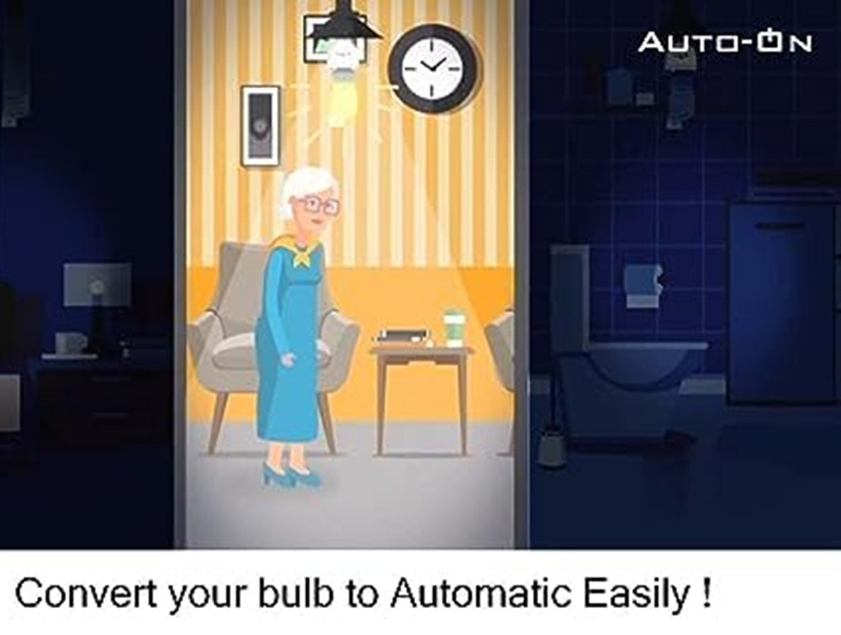 Auto-ON Motion Sensor Bulb Holder (Converts Any Bulb to Automatic) (Electricity Saver) (No Day/Night Sensing) (One Year Waranty). Pack of 1