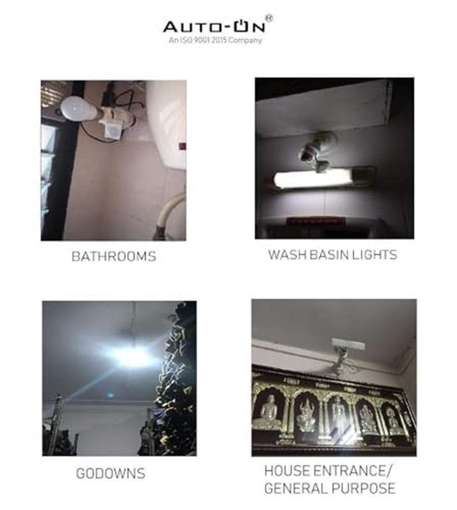 Auto-ON Motion Sensor Bulb Holder (Converts Any Bulb to Automatic) (Electricity Saver) (No Day/Night Sensing) (One Year Waranty). Pack of 1