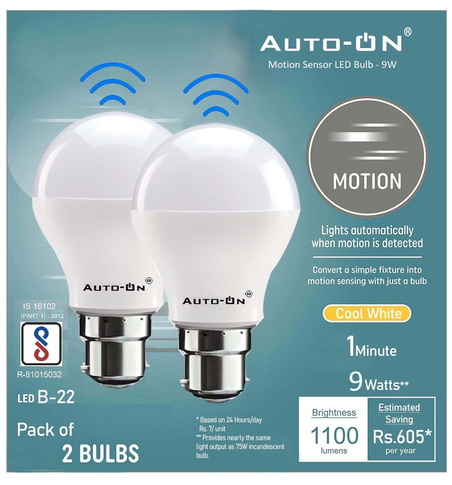 Auto-ON Motion Sensor LED Bulb (9W)
