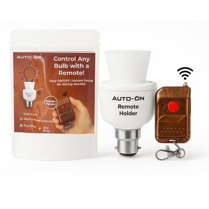 Auto-ON Remote Bulb Holder - Turn On Any Light Without Getting Up | Easy Install | No Wiring | Perfect for Elderly, Bedrooms & Hard-to-Reach Lights - Pack of 1