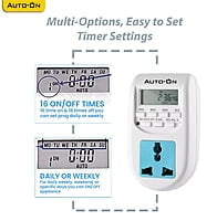 Auto-ON Digital Timer Wall Socket Plug Type 6A in-Built Buttons - Pack of 1 pcs