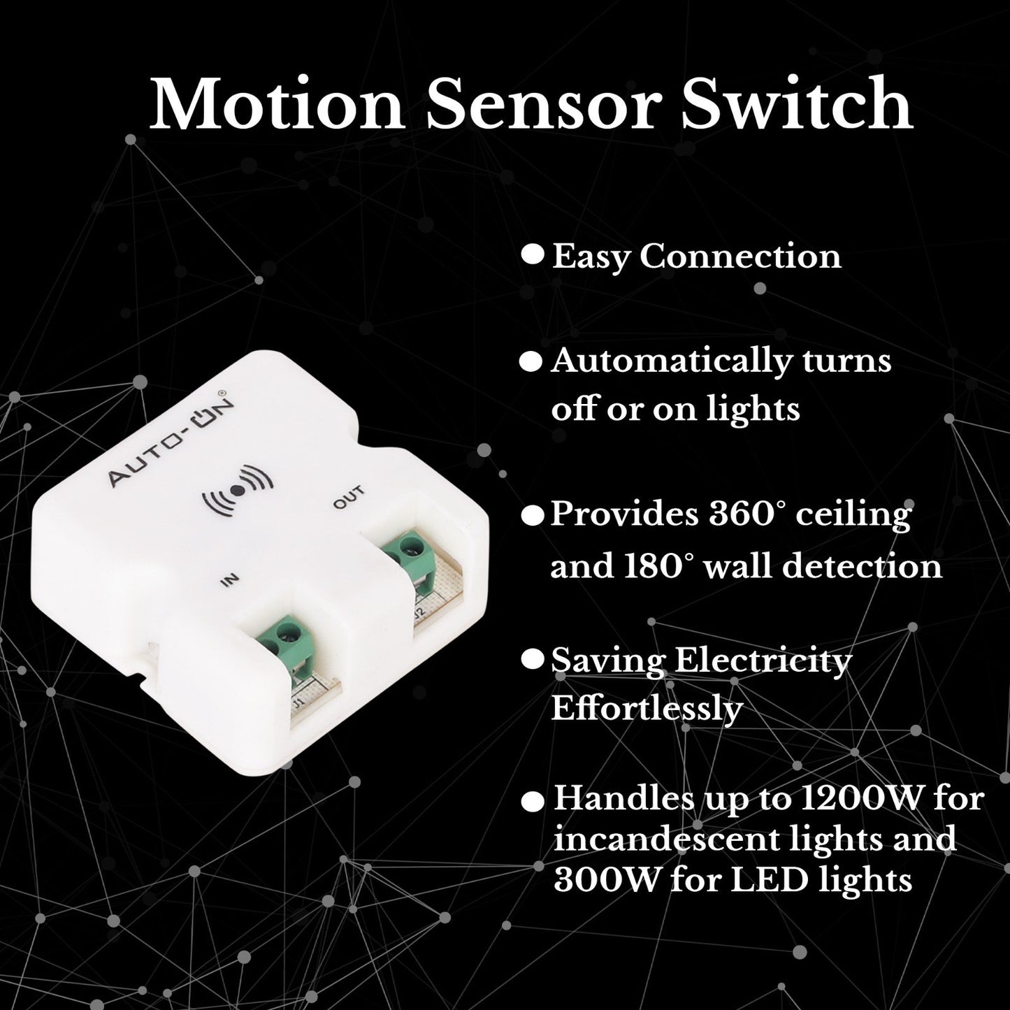 AUTO-ON Smart Radar Sensor Switch | Motion Activated Automation for Exhaust Fans, Tube Lights & more | 360° Detection