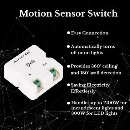 AUTO-ON Smart Radar Sensor Switch | Motion Activated Automation for Exhaust Fans, Tube Lights & more | 360° Detection