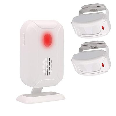 Auto-On  Motion Sensor Alarm, Wireless Doorbell Alert for Front Door Entry Driveway Mailbox Home Shop Visitors with 2 Sensors and 1 Receiver