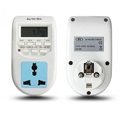 Auto-ON Digital Timer Wall Socket Plug Type 6A in-Built Buttons - Pack of 1 pcs