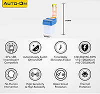 Auto-ON Dusk to Dawn Sensor Day Night Sensing 6 Ampere - Pck of 1 pcs Auto-ON Dusk to Dawn Sensor Day Night Sensing 6 Ampere - Pck of 1 pcs
