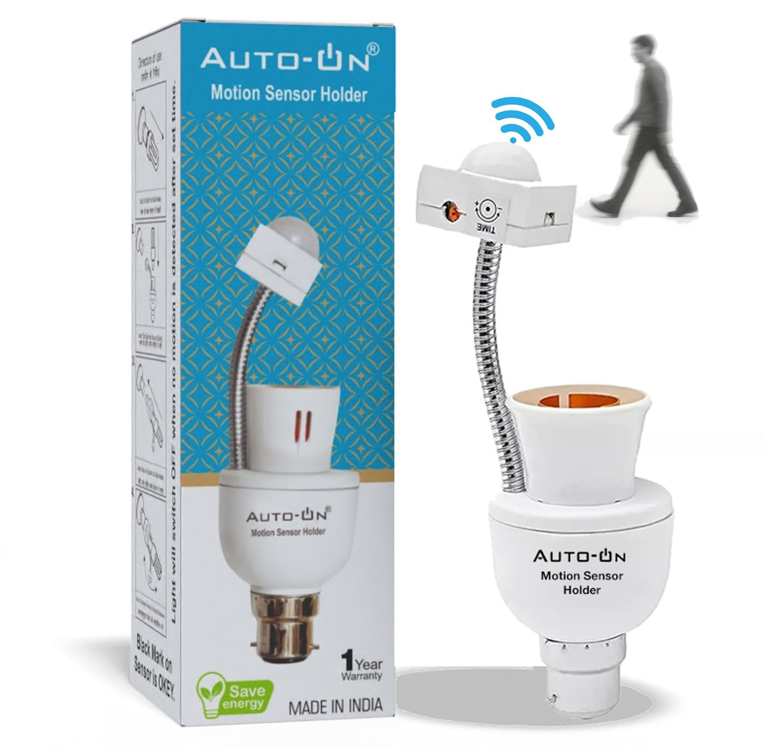 Auto-ON Motion Sensor Bulb Holder
