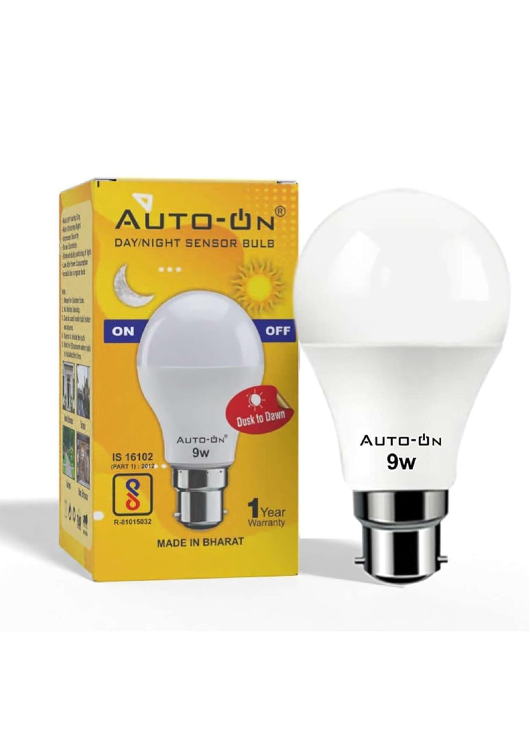 Auto-ON Day/Night Sensor LED Bulb 9W