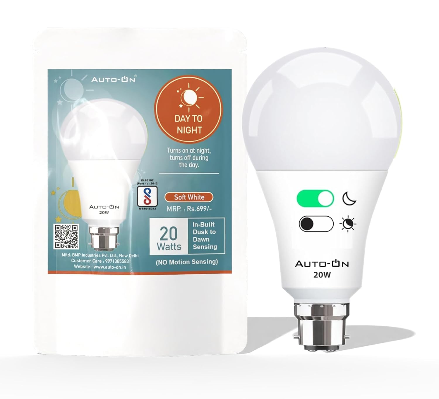 Auto-ON Day/Night Sensor LED Bulb 20W